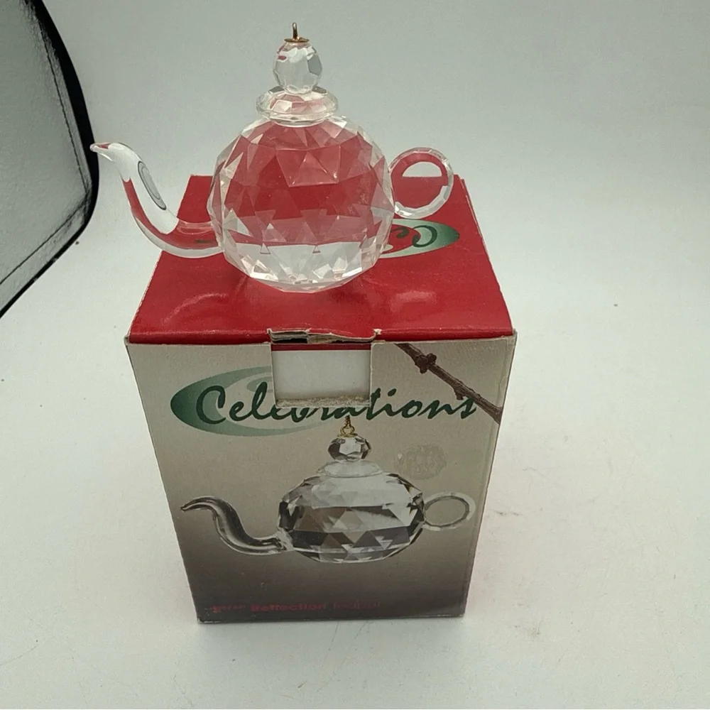 Celebrations Reflections crystal 2 3/4” teapot Hanging Ornament